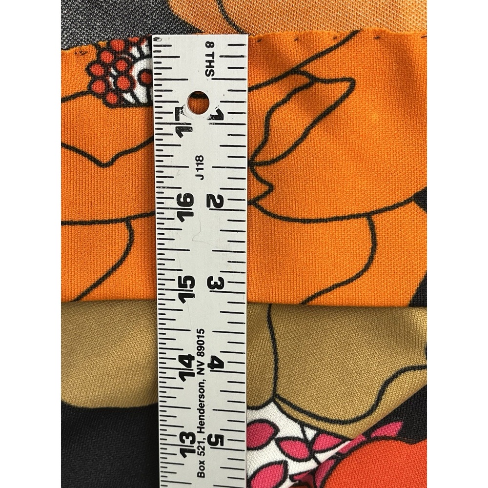 Vintage 70s Sears Psychedelic Maxi Dress Small Medium Floral Black Red Orange - Picture 8 of 8